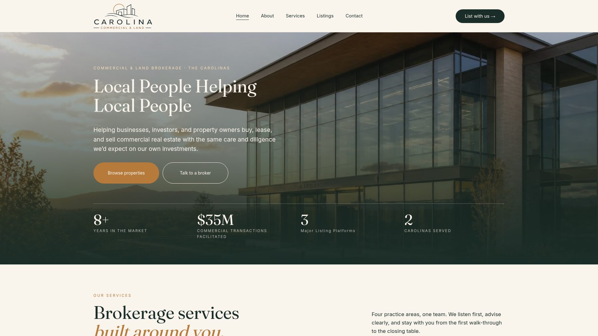 Carolina Commercial & Land website
